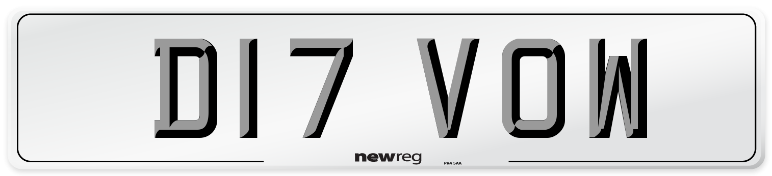 D17 VOW Number Plate from New Reg